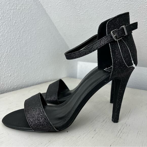 Shiekh black glitter open toe ultra high heel ankle strap 10 - Picture 1 of 12